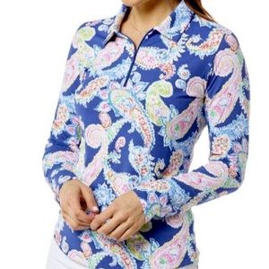 Ibkul Size XS Sharon Print Paisley Long Sleeve Mock Neck Top